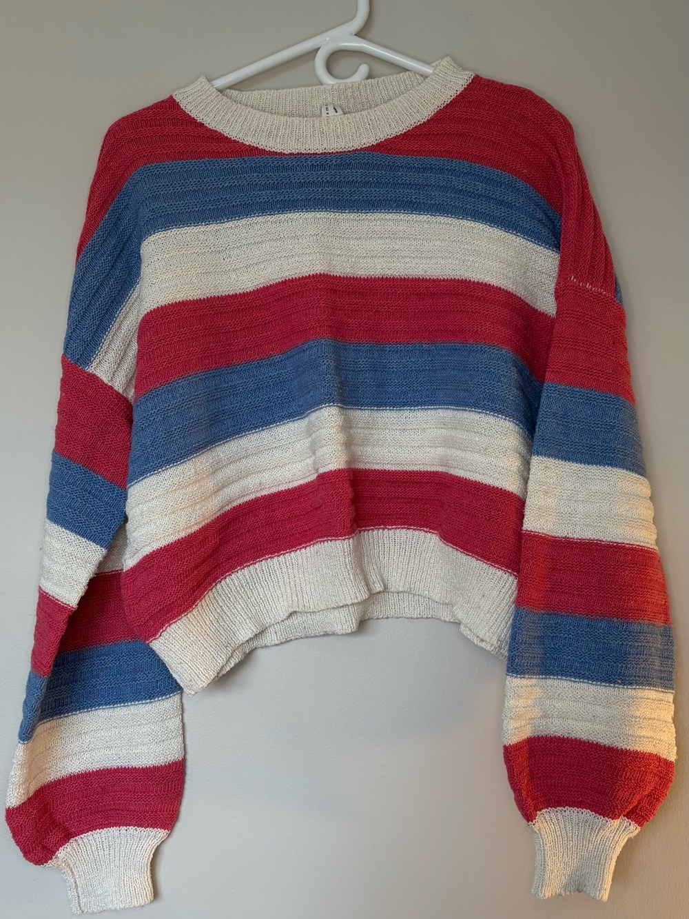 Striped Red, Blue & Cream Women's Knit Sweater